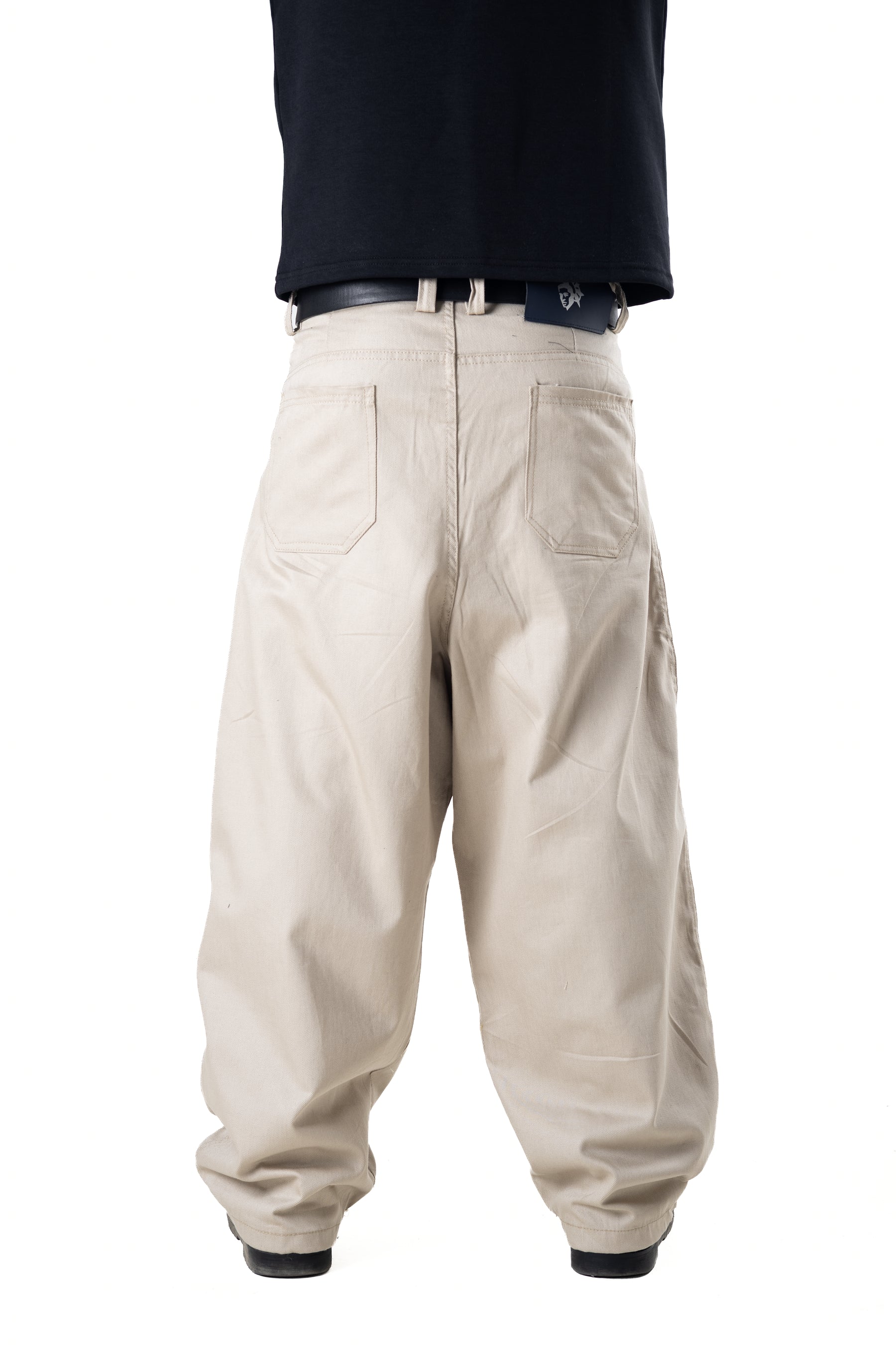 Beige Pleated Balloon Pants